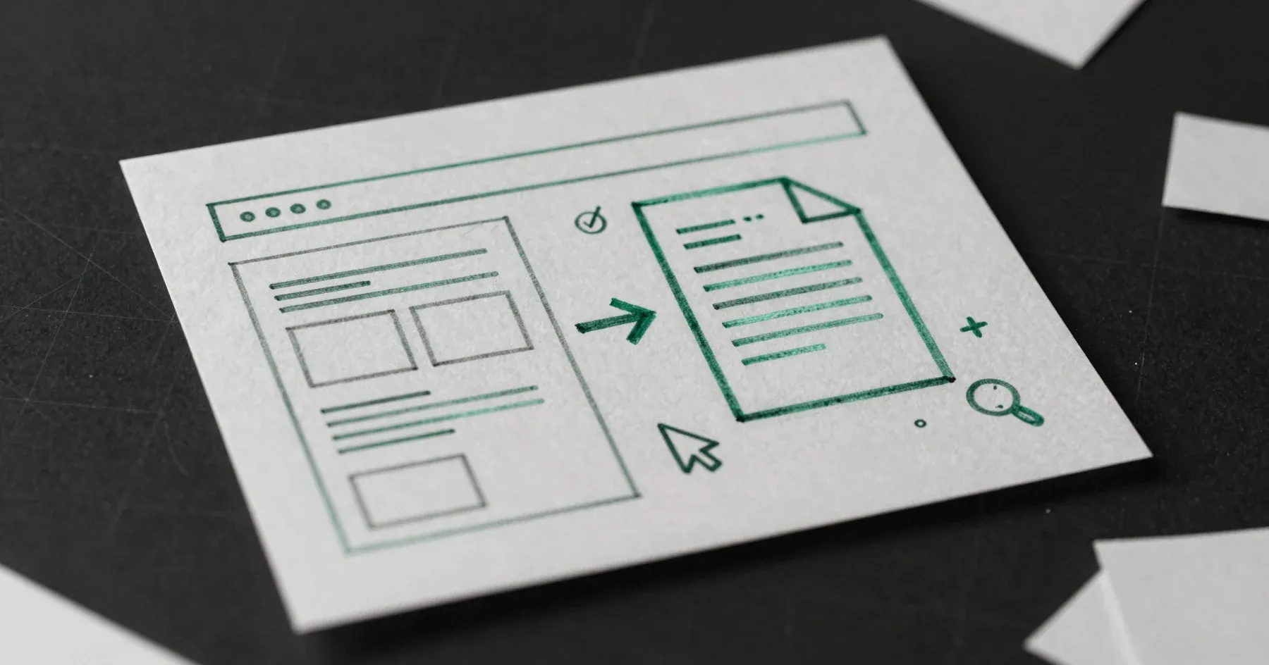 Illustration of a web page being converted into a plain text document