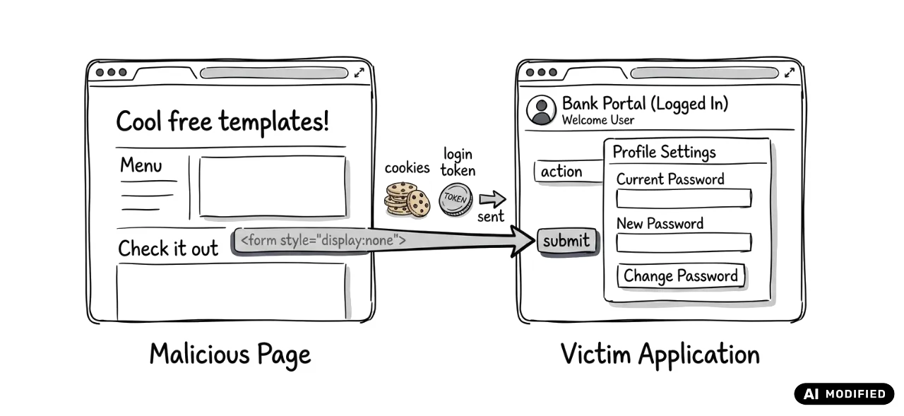 hand drawn schema of csrf violation