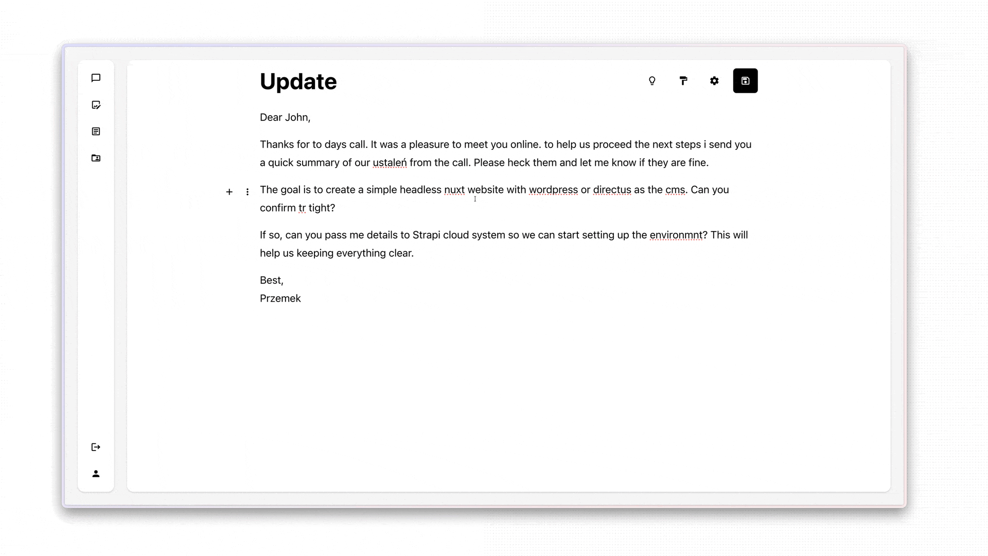 Asking the AI agent to refine the whole draft and accepting the cleaned-up version in the editor